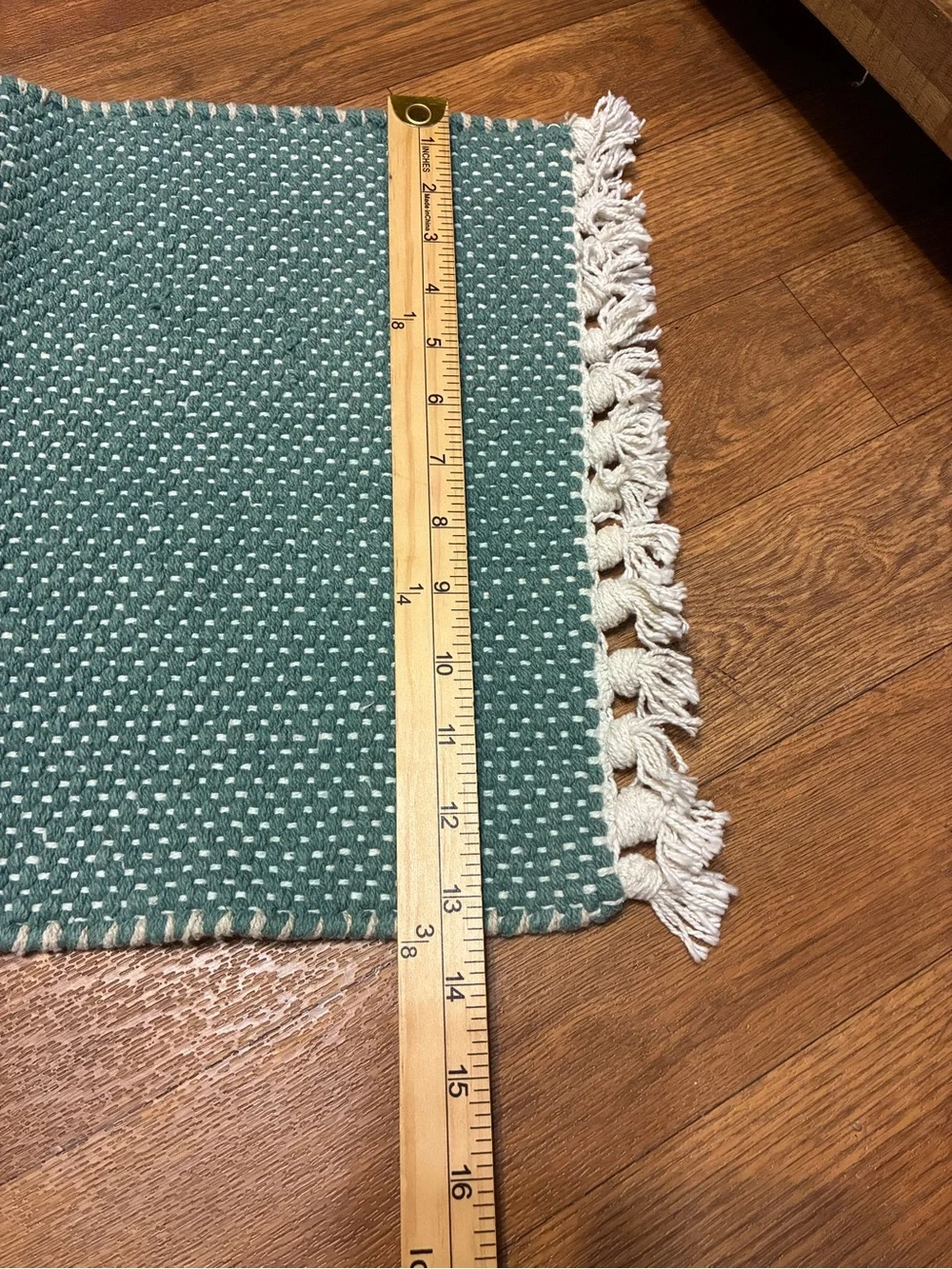 4 Teal Woven Cotton Placemats with Fringe Set of 4